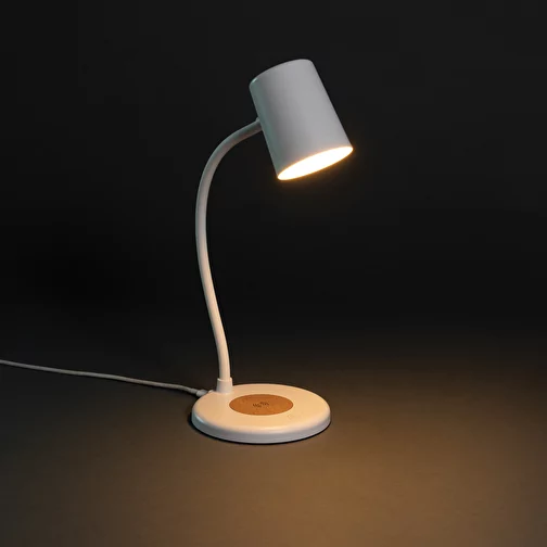 Zenara lampe de bureau 15W en plastique RCS rec. & liège, blanc, Image 9
