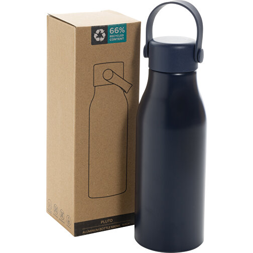 Pluto Flasche Aus RCS-zertifiziert Recyceltem Alu 680ml, Navy Blau , navy blau, Aluminium - recycelt,PP, 21,30cm x 7,30cm x 7,30cm (Länge x Höhe x Breite), Bild 7