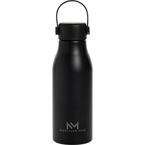 Pluto Flasche Aus RCS-zertifiziert Recyceltem Alu 680ml, Schwarz , schwarz, Aluminium - recycelt,PP, 21,30cm x 7,30cm x 7,30cm (Länge x Höhe x Breite), Bild 4