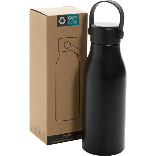 Botella Pluto de aluminio reciclado con certificado RCS 680 ml, negra, Imagen 6