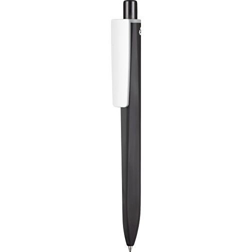 Kugelschreiber RIDGE RECYCLED SOFT , Ritter-Pen, schwarz / weiss, ABS-Kunststoff, 14,10cm (Länge), Bild 1