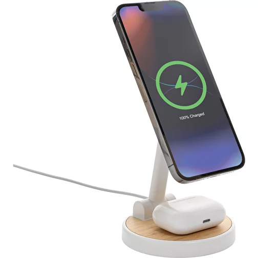 Support de charge magnétique Ontario 2-en-1 15W en plastique RCS r, blanc, Image 2