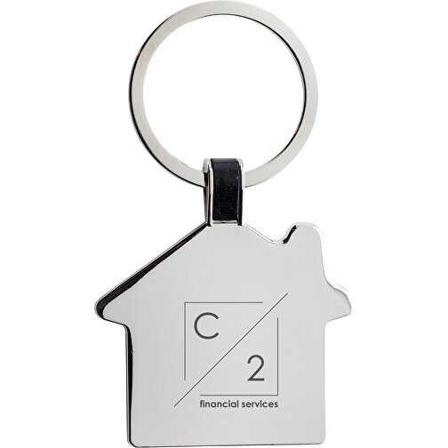 Porte-clés Maison en alliage de zinc RCS rec., argenté, Image 3