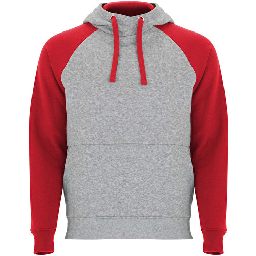 Badet Zweifarbiger Kapuzenpullover Für Kinder , heather grau / rot, Gebürsteter Sweatshirt Strick 50% Baumwolle, 50% Polyester, 280 g/m2, 9/10, , Bild 1