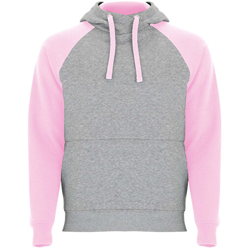 Badet Zweifarbiger Kapuzenpullover Für Kinder , heather grau / hellrosa, Gebürsteter Sweatshirt Strick 50% Baumwolle, 50% Polyester, 280 g/m2, 5/6, , Bild 1