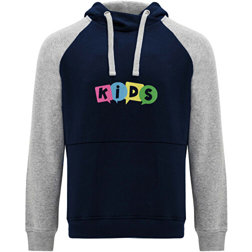 Badet Zweifarbiger Kapuzenpullover Für Kinder , navy blue / heather grau, Gebürsteter Sweatshirt Strick 50% Baumwolle, 50% Polyester, 280 g/m2, 7/8, , Bild 2