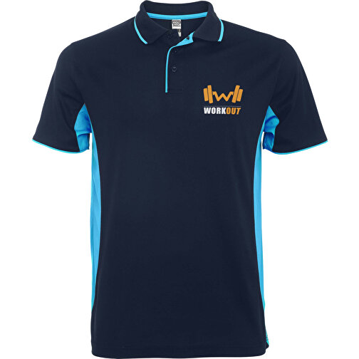 Montmelo Sport Poloshirt Unisex , navy blue / himmelblau, Piqué Strick mit Cool Fit Finish 100% Polyester, 150 g/m2, 2XL, , Bild 2