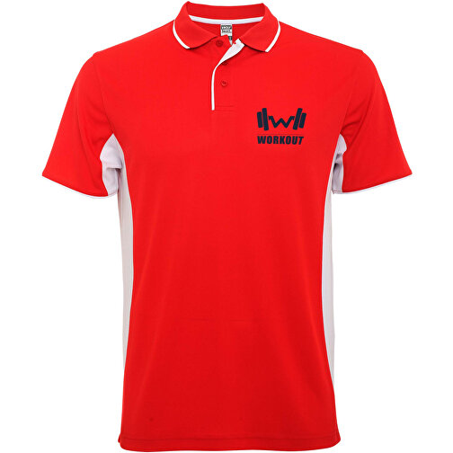 Montmelo Sport Poloshirt Unisex , rot / weiß, Piqué Strick mit Cool Fit Finish 100% Polyester, 150 g/m2, 3XL, , Bild 2