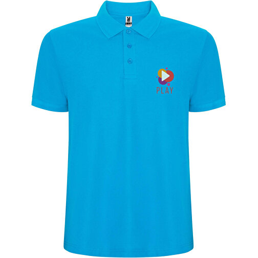 Pegaso Premium Poloshirt Für Kinder , türkis, Piqué Strick 60% Baumwolle, 40% Polyester, 190 g/m2, 7/8, , Bild 2