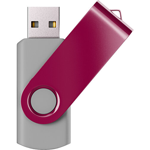 USB-Stick SWING Color 2.0 1 GB , Promo Effects MB , grau / kirschrot MB , 1 GB , Kunststoff/ Aluminium MB , 5,70cm x 1,00cm x 1,90cm (Länge x Höhe x Breite), Bild 1