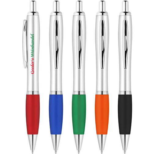 Druckkugelschreiber 'Beta' , silber, rot, ABS, 14,10cm (Länge), Bild 2