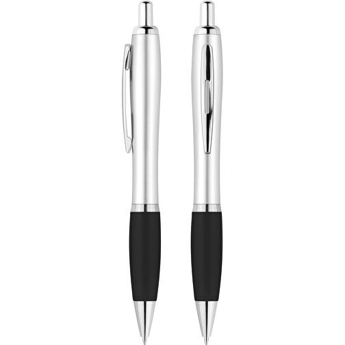 Druckkugelschreiber 'Beta' , silber, schwarz, ABS, 14,10cm (Länge), Bild 1