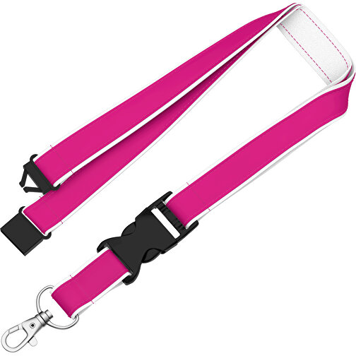 Lanyard Classic Neo , Promo Effects, pink / weiß, Polyester / Satin, 92,00cm x 2,00cm (Länge x Breite), Bild 1