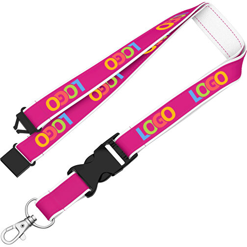 Lanyard Classic Neo , Promo Effects, pink / weiß, Polyester / Satin, 92,00cm x 2,00cm (Länge x Breite), Bild 2