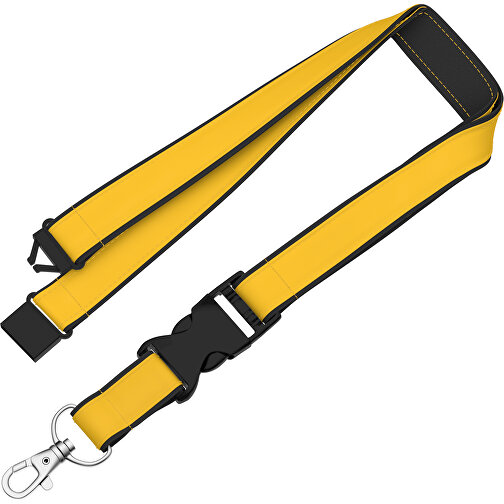 Lanyard Classic Neo , Promo Effects, sonnengelb / schwarz, Polyester / Satin, 92,00cm x 2,50cm (Länge x Breite), Bild 1