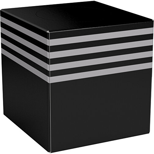 Taschentücher-Box 'Real Cube 100' , schwarz / hellgrau, Karton Simcote, GC2 300g/m2 0,55 micron, 11,50cm x 11,50cm x 11,50cm (Länge x Höhe x Breite), Bild 1