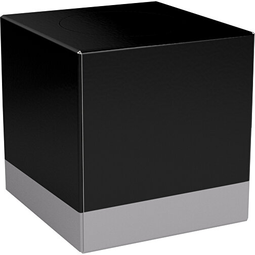 Taschentücher-Box 'Real Cube 100' , schwarz / hellgrau, Karton Simcote, GC2 300g/m2 0,55 micron, 11,50cm x 11,50cm x 11,50cm (Länge x Höhe x Breite), Bild 1