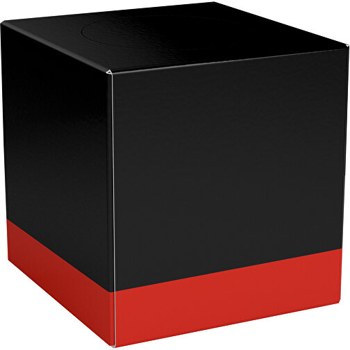 Taschentücher-Box 'Real Cube 100' , schwarz / rot, Karton Simcote, GC2 300g/m2 0,55 micron, 11,50cm x 11,50cm x 11,50cm (Länge x Höhe x Breite), Bild 1