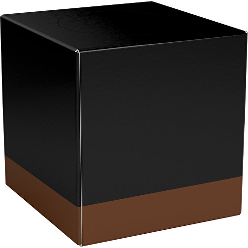 Taschentücher-Box 'Real Cube 100' , schwarz / dunkelbraun, Karton Simcote, GC2 300g/m2 0,55 micron, 11,50cm x 11,50cm x 11,50cm (Länge x Höhe x Breite), Bild 1