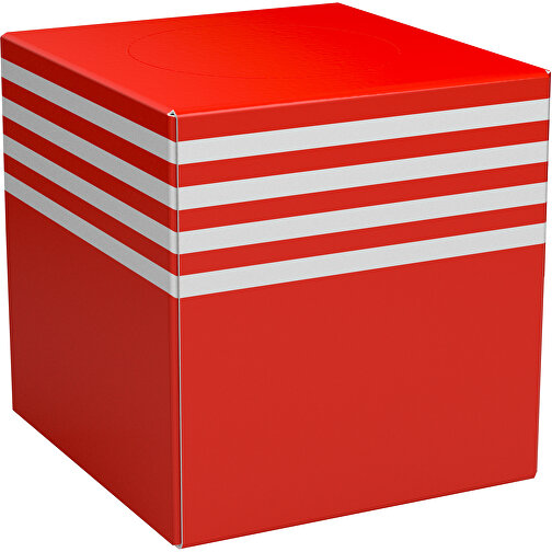 Taschentücher-Box 'Real Cube 100' , rot / weiß, Karton Simcote, GC2 300g/m2 0,55 micron, 11,50cm x 11,50cm x 11,50cm (Länge x Höhe x Breite), Bild 1