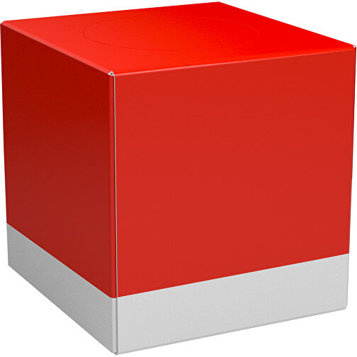 Taschentücher-Box 'Real Cube 100' , rot / weiß, Karton Simcote, GC2 300g/m2 0,55 micron, 11,50cm x 11,50cm x 11,50cm (Länge x Höhe x Breite), Bild 1