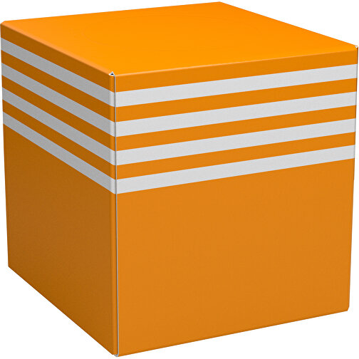 Taschentücher-Box 'Real Cube 100' , kürbisorange / weiß, Karton Simcote, GC2 300g/m2 0,55 micron, 11,50cm x 11,50cm x 11,50cm (Länge x Höhe x Breite), Bild 1