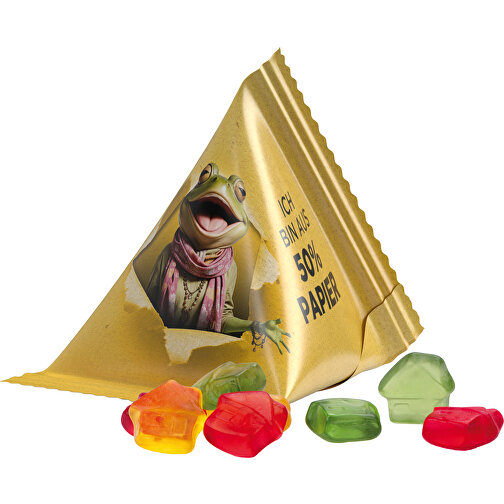 Tetraeder 15g, Fruchtgummi Standardformen , Trolli, Folie mit ca. 50% Papieranteil, weiss, 7,00cm x 6,50cm (Höhe x Breite), Bild 1