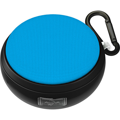 Wasserdichter Bluetooth Outdoor-Lautsprecher Splashtune , himmelblau / schwarz, gummiertes Kunststoff, 10,00cm x 4,40cm x 9,50cm (Länge x Höhe x Breite), Bild 1