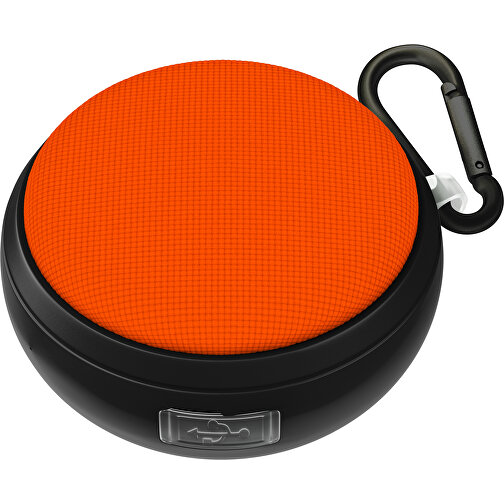 Wasserdichter Bluetooth Outdoor-Lautsprecher Splashtune , orange / schwarz, gummiertes Kunststoff, 10,00cm x 4,40cm x 9,50cm (Länge x Höhe x Breite), Bild 1