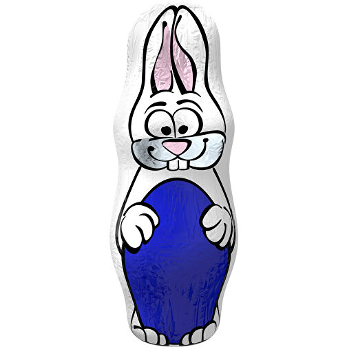 MIDI-Schoko-Osterhase , blau / weiss, 4,00cm x 10,00cm (Länge x Breite), Bild 1