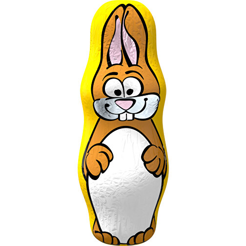 MIDI-Schoko-Osterhase , weiss / goldgelb, 4,00cm x 10,00cm (Länge x Breite), Bild 1