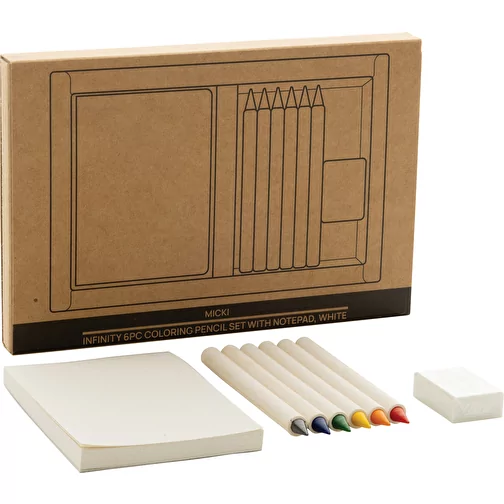 Micki GRS Set de 6 crayons de couleur Infinity avec bloc-notes, blanc, Image 6