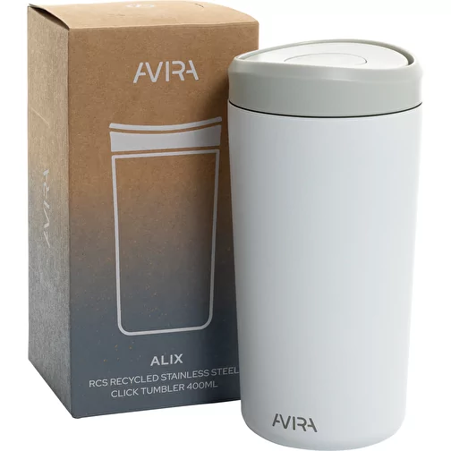 Avira Alix gobelet cliquable en acier RCS rec. 400ml, blanc, Image 13