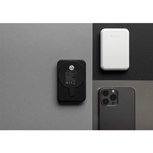 Stellar 5.000mAh 5W powerbank magnétique en RCS rec. ABS, blanc, Image 10