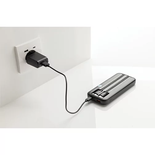 Turbopack 10000mAh Powerbank avec câbles intégrés en RCS rABS, noir, Image 8