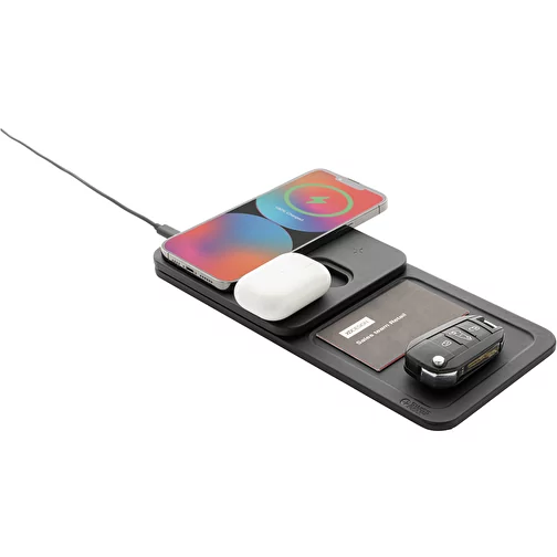 Swiss Peak 3-in-1- Wireless-Charging Desk-Tray en RCS rPU, noir, Image 3
