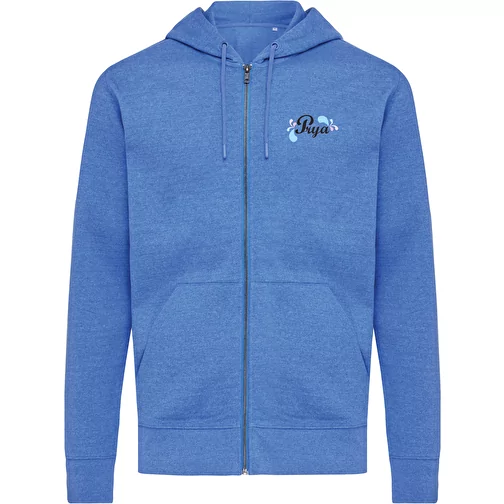 Iqoniq Abisko sweat à capuche zippé en coton recyclé, heather blue, Image 4