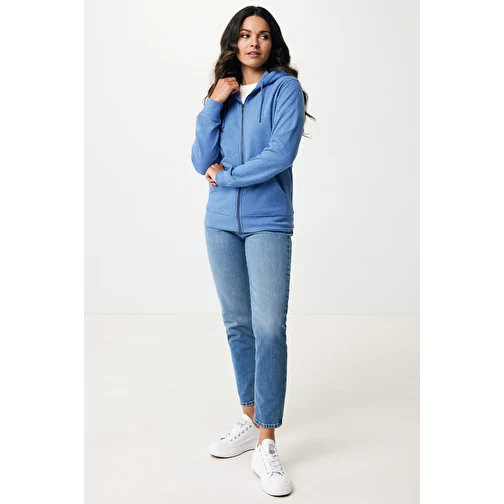 Iqoniq Abisko sweat à capuche zippé en coton recyclé, heather blue, Image 5