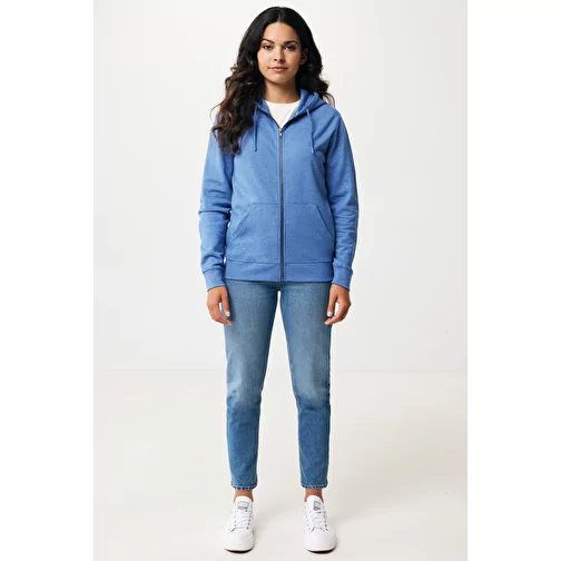 Iqoniq Abisko sweat à capuche zippé en coton recyclé, heather blue, Image 6