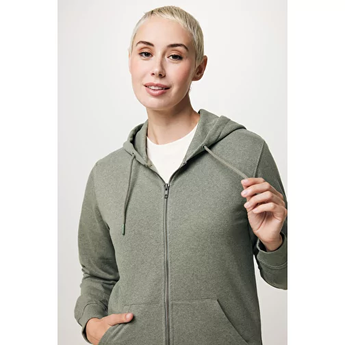 Iqoniq Abisko sweat à capuche zippé en coton recyclé, heather green, Image 13