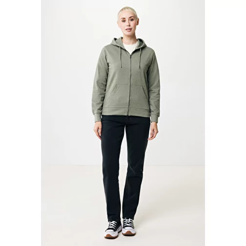 Iqoniq Abisko sweat à capuche zippé en coton recyclé, heather green, Image 6