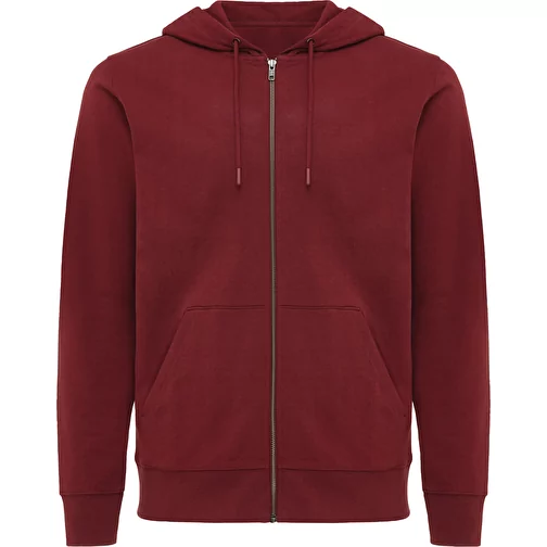 Iqoniq Abisko sweat à capuche zippé en coton recyclé, bordeaux, Image 1