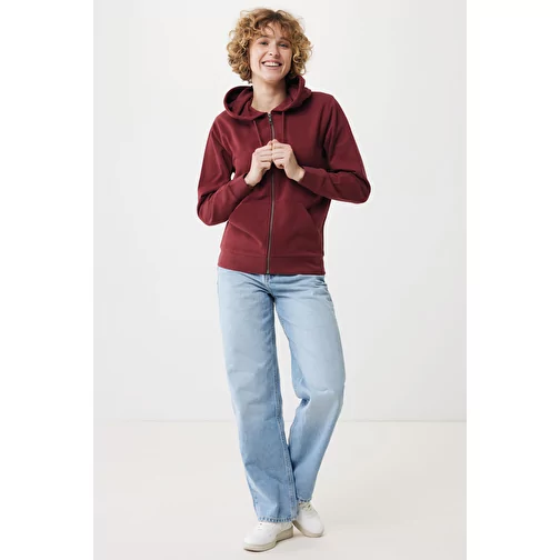 Iqoniq Abisko sweat à capuche zippé en coton recyclé, bordeaux, Image 10