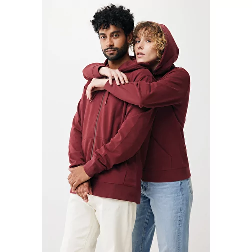 Iqoniq Abisko sweat à capuche zippé en coton recyclé, bordeaux, Image 16
