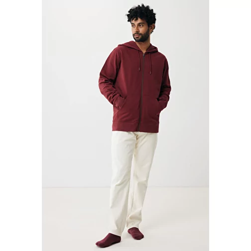 Iqoniq Abisko sweat à capuche zippé en coton recyclé, bordeaux, Image 4