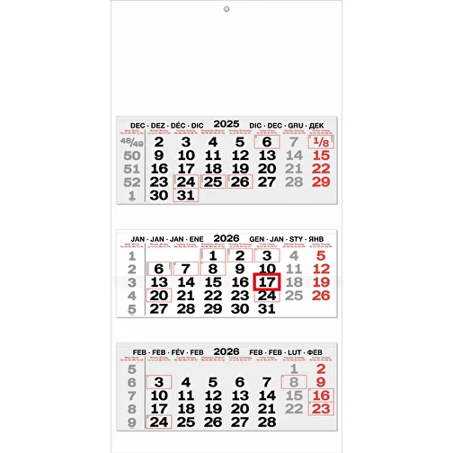 calendrier 3 mois 'Malmö' 8 langues gris, Image 1