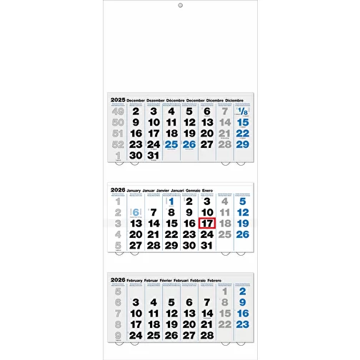 calendrier 3 mois 'Helsinki' allemand 6 langues gris/bleu, Image 1