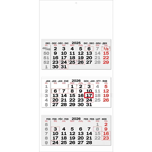calendrier 3 mois 'Bergen' 8 langues gris, Image 1