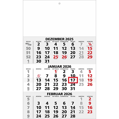 calendrier 3 mois 'Hannover' allemand gris/rouge, Image 1