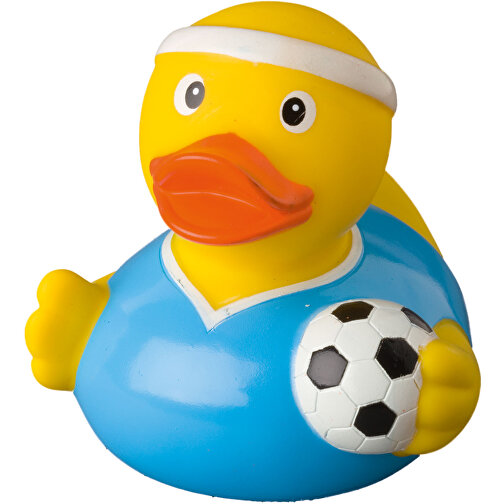 Quietsche-Ente Fußballer , multicolour, Material: PVC, 8,50cm x 7,50cm x 7,50cm (Länge x Höhe x Breite), Bild 1